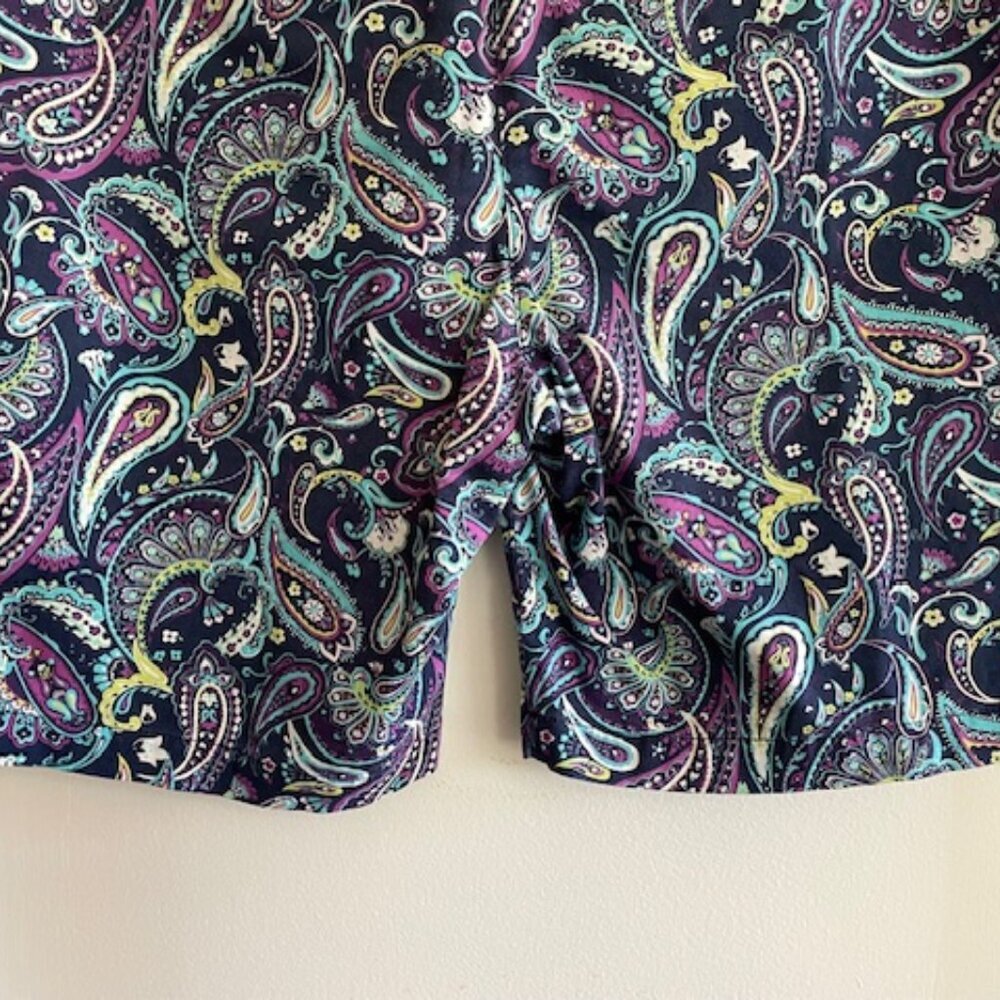 LANDS' END Colorful Paisley Cotton Flat Front Fit 2 Bermuda Shorts - Picture 4 of 14